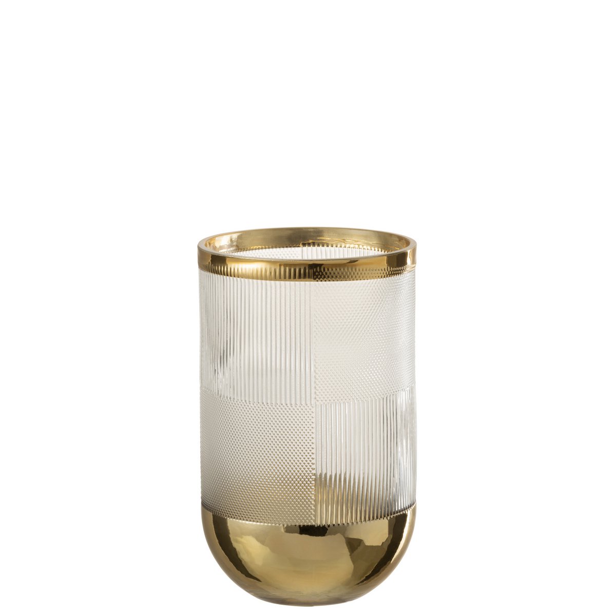 J-Line - Vaas/Windlicht - Glas - Transparant/Goud - 23cm