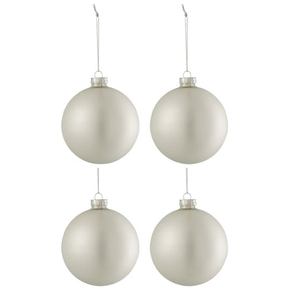 J-Line - Doos Van 4 Kerstballen - Glas - Mat - Zilver - Middelgroot