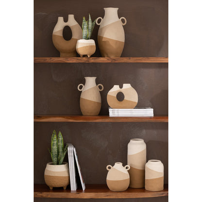 J-Line - Bloempot - Keramiek - Beige/lichtbruin - 18cm