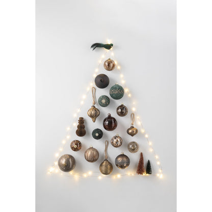 J-Line - Doos Met 4 Kerstbomen - Glitter/Bordeaux