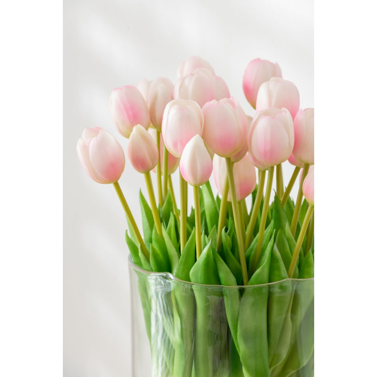 J-Line boeket tulpen, 5 stuks, lichtroze, medium, realistische kunstbloemen van PU.