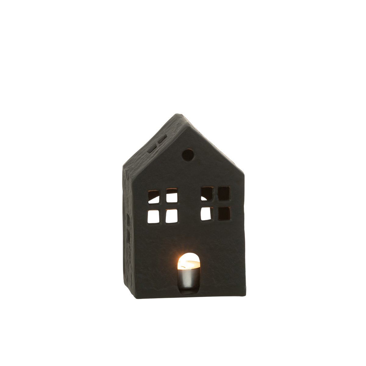 J-Line - Windlicht - Huis - Aluminium - Zwart - 19cm