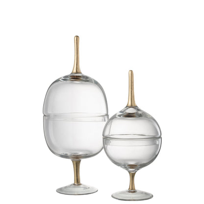 J-Line - Voorraadpot - Crackle Glas - Transparant - Goud - 38x15