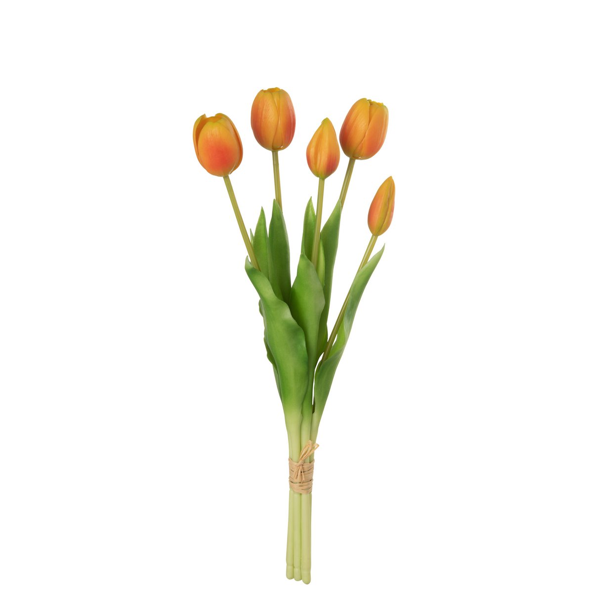 J-Line boeket tulpen, 5 stuks, oranje, medium, levensechte kunstbloemen.