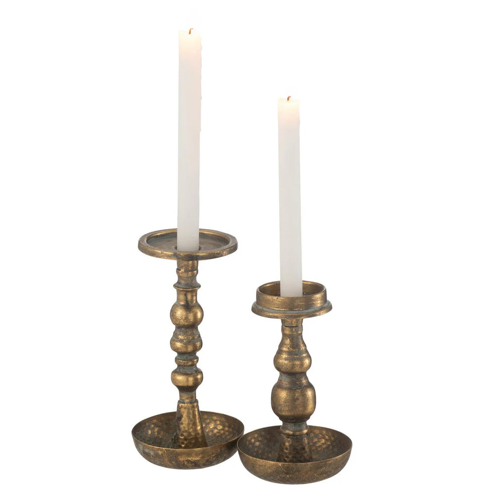 J-Line Kandelaar Jere van goud met een moderne afwerking, 19 cm hoog en 11,7 cm breed, elegante kaarsenhouder voor sfeervolle verlichting in elk interieur.