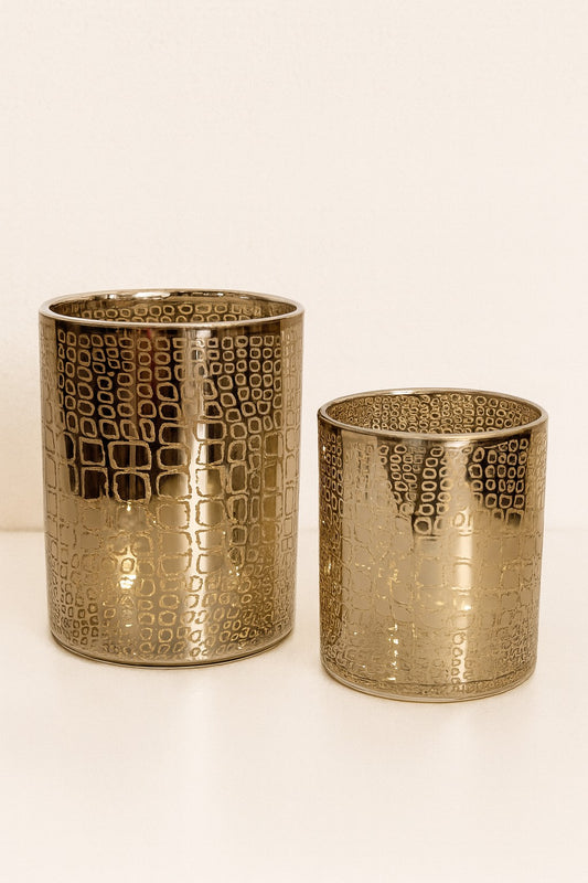 Windlicht met Slangenprint - Goud -  2 maten
